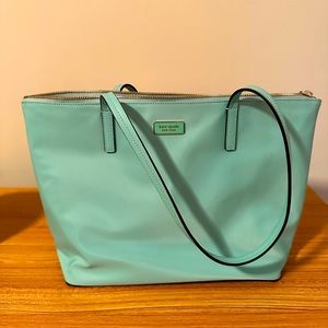 Kate Spade New York teal green purse, medium sized tote, worn once